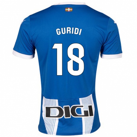 Kandiny Enfant Maillot Jon Guridi #18 Bleu Tenues Domicile 2024/25 T-Shirt