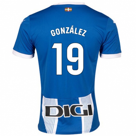 Kandiny Enfant Maillot Aimar González #19 Bleu Tenues Domicile 2024/25 T-Shirt