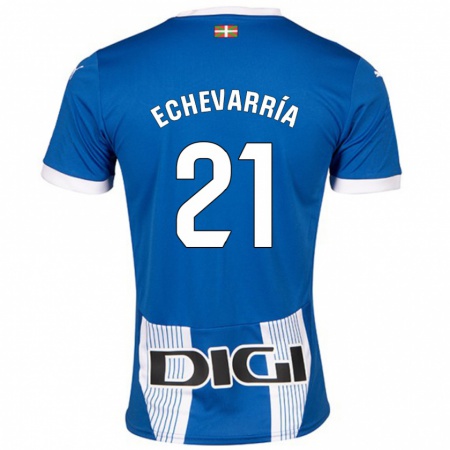 Kandiny Enfant Maillot Martin Echevarría #21 Bleu Tenues Domicile 2024/25 T-Shirt