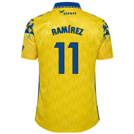 Kandiny Enfant Maillot Benito Ramírez #11 Jaune Bleu Tenues Domicile 2024/25 T-Shirt