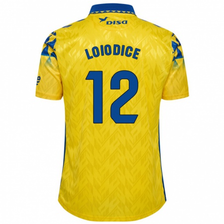 Kandiny Enfant Maillot Enzo Loiodice #12 Jaune Bleu Tenues Domicile 2024/25 T-Shirt