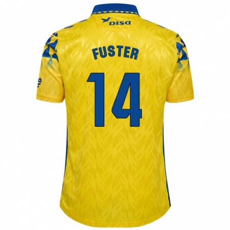 Kandiny Enfant Maillot Manu Fuster #14 Jaune Bleu Tenues Domicile 2024/25 T-Shirt