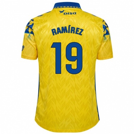 Kandiny Enfant Maillot Sandro Ramírez #19 Jaune Bleu Tenues Domicile 2024/25 T-Shirt