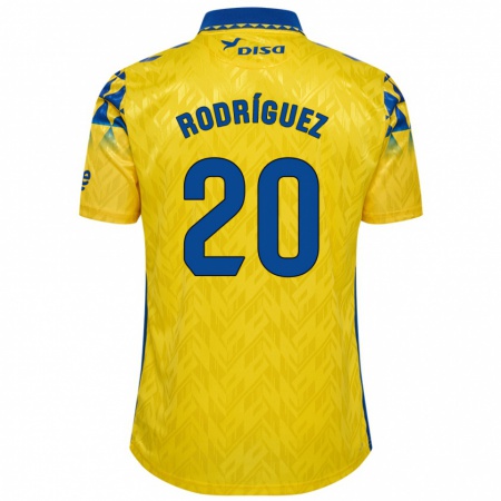 Kandiny Enfant Maillot Kirian Rodríguez #20 Jaune Bleu Tenues Domicile 2024/25 T-Shirt