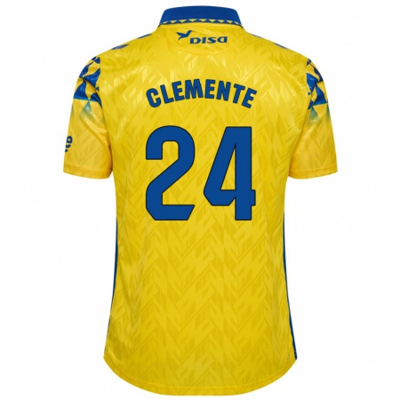 Kandiny Enfant Maillot Enrique Clemente #24 Jaune Bleu Tenues Domicile 2024/25 T-Shirt