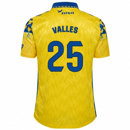 Kandiny Enfant Maillot Álvaro Valles #25 Jaune Bleu Tenues Domicile 2024/25 T-Shirt