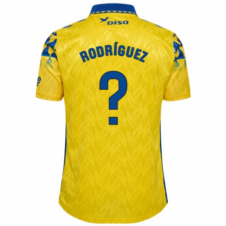 Kandiny Enfant Maillot David Rodríguez #0 Jaune Bleu Tenues Domicile 2024/25 T-Shirt