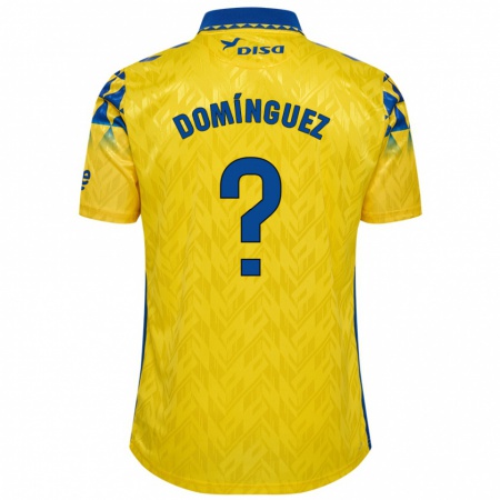 Kandiny Enfant Maillot Carlos Domínguez #0 Jaune Bleu Tenues Domicile 2024/25 T-Shirt