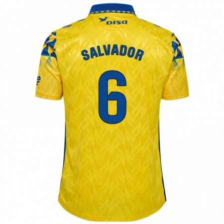 Kandiny Enfant Maillot Pol Salvador #6 Jaune Bleu Tenues Domicile 2024/25 T-Shirt