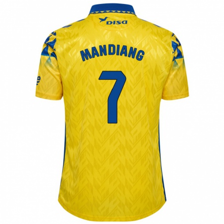 Kandiny Enfant Maillot Saliou Mandiang #7 Jaune Bleu Tenues Domicile 2024/25 T-Shirt