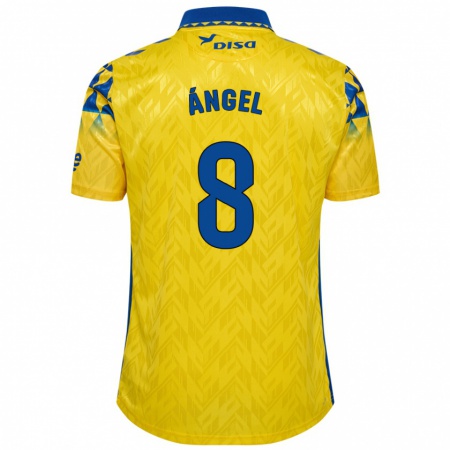 Kandiny Enfant Maillot José Ángel #8 Jaune Bleu Tenues Domicile 2024/25 T-Shirt