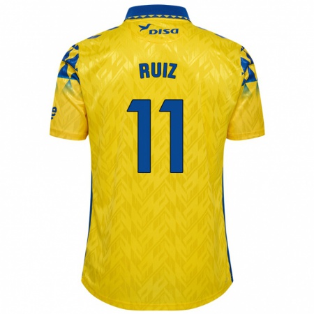 Kandiny Enfant Maillot Sergio Ruiz #11 Jaune Bleu Tenues Domicile 2024/25 T-Shirt