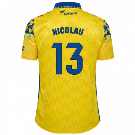 Kandiny Enfant Maillot Nacho Nicolau #13 Jaune Bleu Tenues Domicile 2024/25 T-Shirt