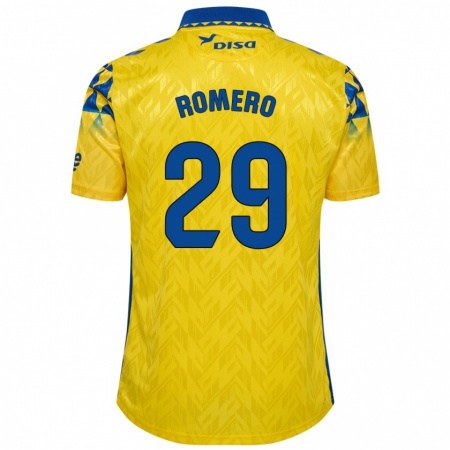 Kandiny Enfant Maillot Elías Romero #29 Jaune Bleu Tenues Domicile 2024/25 T-Shirt