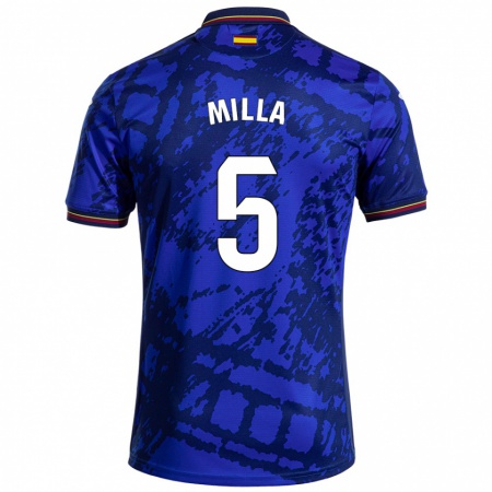 Kandiny Enfant Maillot Luis Milla #5 Bleu Foncé Tenues Domicile 2024/25 T-Shirt