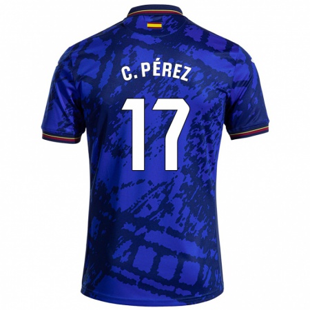 Kandiny Enfant Maillot Carles Pérez #17 Bleu Foncé Tenues Domicile 2024/25 T-Shirt