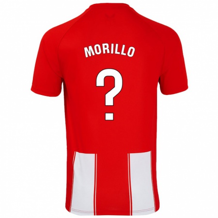 Kandiny Enfant Maillot Manu Morillo #0 Rouge Blanc Tenues Domicile 2024/25 T-Shirt