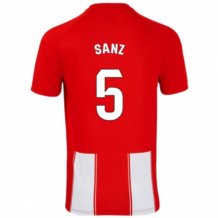 Kandiny Enfant Maillot Paco Sanz #5 Rouge Blanc Tenues Domicile 2024/25 T-Shirt