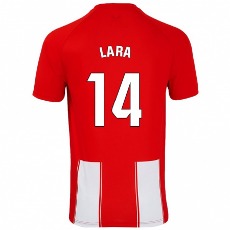 Kandiny Enfant Maillot Luis Lara #14 Rouge Blanc Tenues Domicile 2024/25 T-Shirt