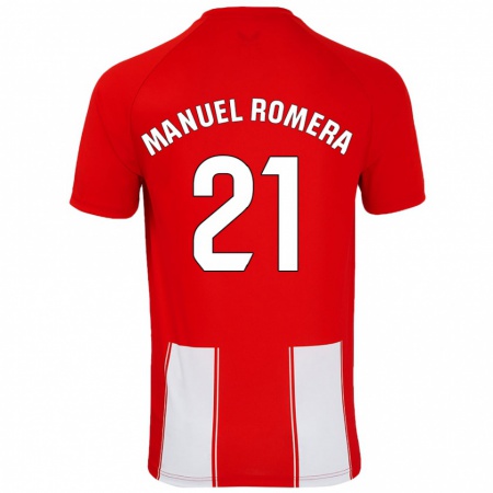 Kandiny Enfant Maillot José Manuel Romera #21 Rouge Blanc Tenues Domicile 2024/25 T-Shirt