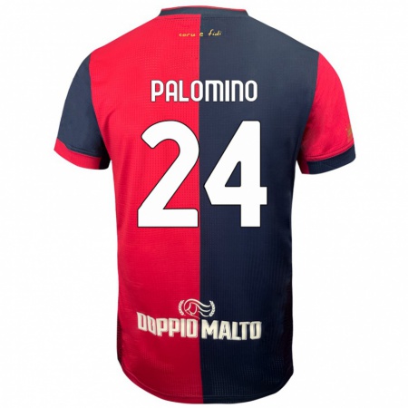 Kandiny Enfant Maillot José Luis Palomino #24 Rouge Bleu Foncé Tenues Domicile 2024/25 T-Shirt