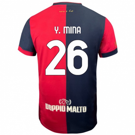 Kandiny Enfant Maillot Yerry Mina #26 Rouge Bleu Foncé Tenues Domicile 2024/25 T-Shirt