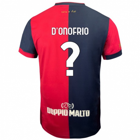 Kandiny Enfant Maillot Vincenzo D'onofrio #0 Rouge Bleu Foncé Tenues Domicile 2024/25 T-Shirt