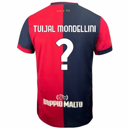 Kandiny Enfant Maillot Luca Tuijal Mondellini #0 Rouge Bleu Foncé Tenues Domicile 2024/25 T-Shirt