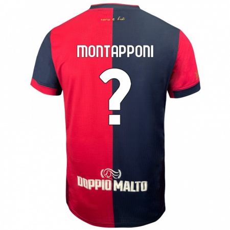 Kandiny Enfant Maillot Leonardo Montapponi #0 Rouge Bleu Foncé Tenues Domicile 2024/25 T-Shirt