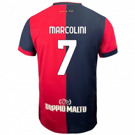 Kandiny Enfant Maillot Diego Marcolini #7 Rouge Bleu Foncé Tenues Domicile 2024/25 T-Shirt