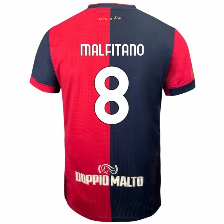 Kandiny Enfant Maillot Roberto Malfitano #8 Rouge Bleu Foncé Tenues Domicile 2024/25 T-Shirt