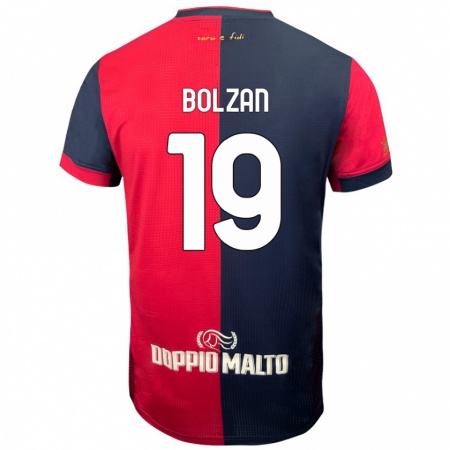 Kandiny Enfant Maillot Alessandro Bolzan #19 Rouge Bleu Foncé Tenues Domicile 2024/25 T-Shirt