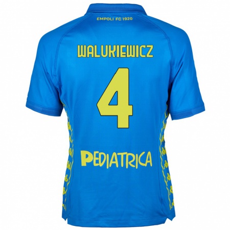 Kandiny Enfant Maillot Sebastian Walukiewicz #4 Bleu Tenues Domicile 2024/25 T-Shirt