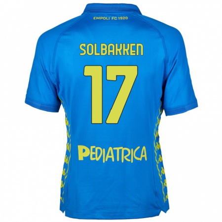 Kandiny Enfant Maillot Ola Solbakken #17 Bleu Tenues Domicile 2024/25 T-Shirt