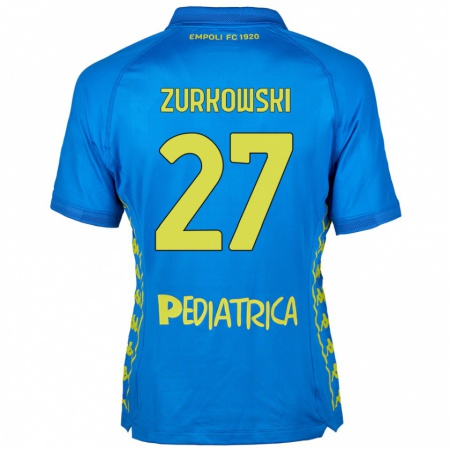 Kandiny Enfant Maillot Szymon Żurkowski #27 Bleu Tenues Domicile 2024/25 T-Shirt