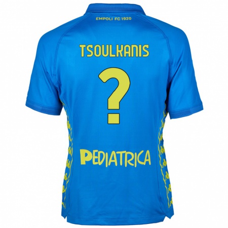 Kandiny Enfant Maillot Konstantinos Tsoulkanis #0 Bleu Tenues Domicile 2024/25 T-Shirt