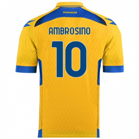 Kandiny Enfant Maillot Giuseppe Ambrosino #10 Jaune Tenues Domicile 2024/25 T-Shirt