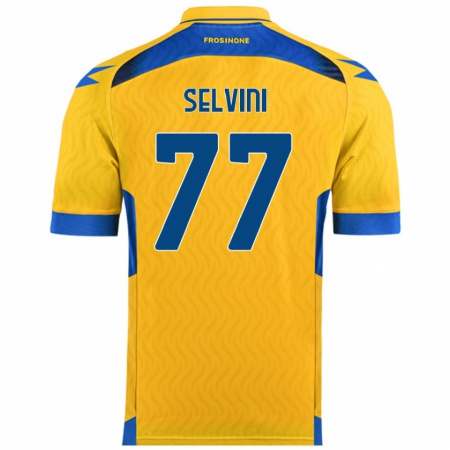 Kandiny Enfant Maillot Alessandro Selvini #77 Jaune Tenues Domicile 2024/25 T-Shirt