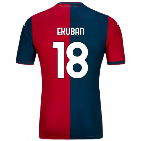 Kandiny Enfant Maillot Caleb Ekuban #18 Rouge Bleu Foncé Tenues Domicile 2024/25 T-Shirt