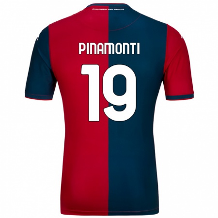 Kandiny Enfant Maillot Andrea Pinamonti #19 Rouge Bleu Foncé Tenues Domicile 2024/25 T-Shirt