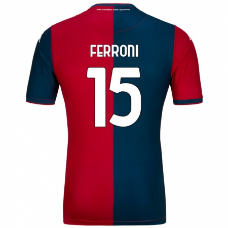 Kandiny Enfant Maillot Leonardo Ferroni #15 Rouge Bleu Foncé Tenues Domicile 2024/25 T-Shirt