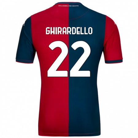 Kandiny Enfant Maillot Tommaso Ghirardello #22 Rouge Bleu Foncé Tenues Domicile 2024/25 T-Shirt