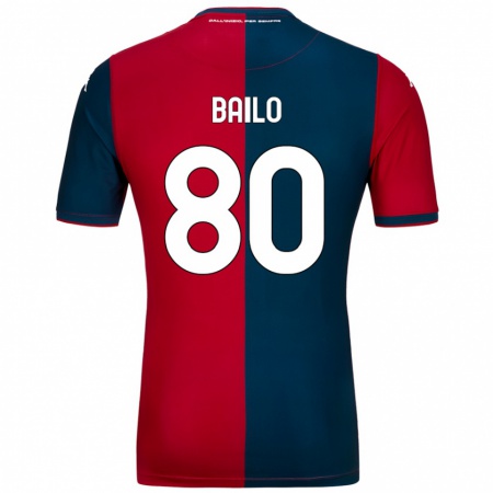 Kandiny Enfant Maillot Giorgio Bailo #80 Rouge Bleu Foncé Tenues Domicile 2024/25 T-Shirt