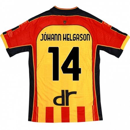 Kandiny Enfant Maillot Thórir Jóhann Helgason #14 Jaune Rouge Tenues Domicile 2024/25 T-Shirt