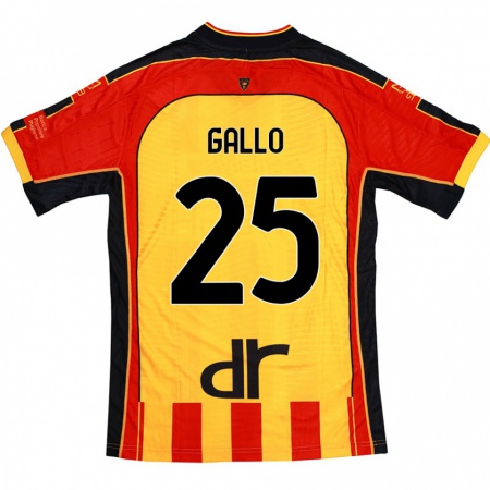 Kandiny Enfant Maillot Antonino Gallo #25 Jaune Rouge Tenues Domicile 2024/25 T-Shirt