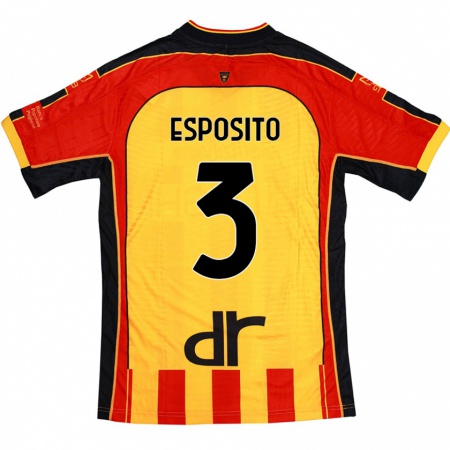 Kandiny Enfant Maillot Sebastian Esposito #3 Jaune Rouge Tenues Domicile 2024/25 T-Shirt