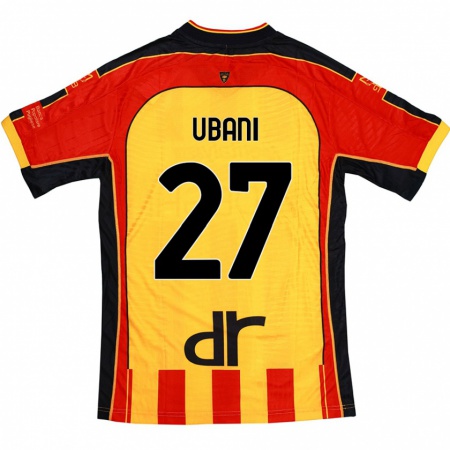 Kandiny Enfant Maillot Marlon Ubani #27 Jaune Rouge Tenues Domicile 2024/25 T-Shirt