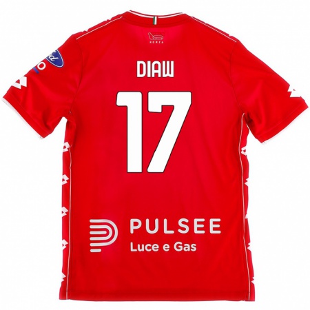 Kandiny Enfant Maillot Davide Diaw #17 Rouge Blanc Tenues Domicile 2024/25 T-Shirt