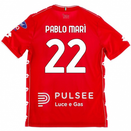 Kandiny Enfant Maillot Pablo Marí #22 Rouge Blanc Tenues Domicile 2024/25 T-Shirt