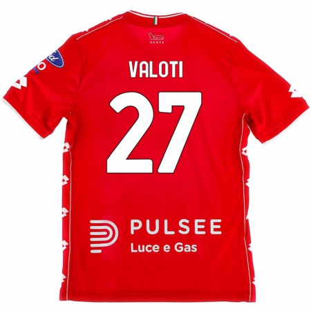 Kandiny Enfant Maillot Mattia Valoti #27 Rouge Blanc Tenues Domicile 2024/25 T-Shirt